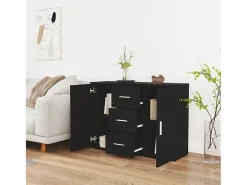 Aparador de madera contrachapada negro 91x29,5x65 cm ES42917