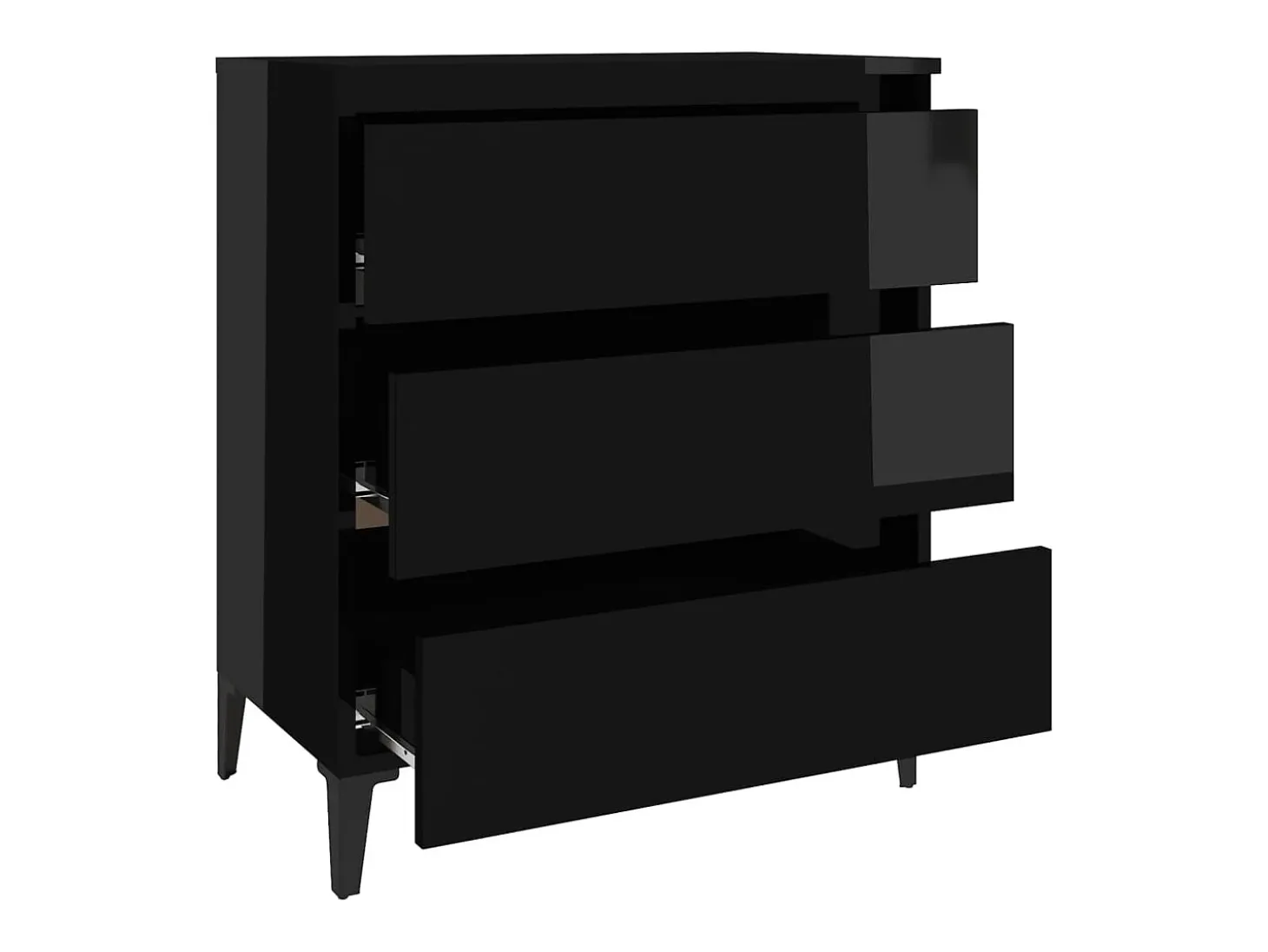 Aparador de madera contrachapada negro brillante 60x35x69 cm