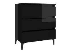 Aparador de madera contrachapada negro brillante 60x35x69 cm