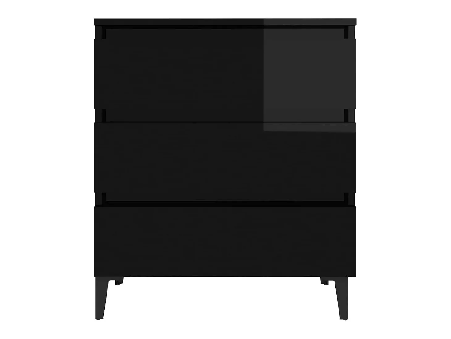Aparador de madera contrachapada negro brillante 60x35x69 cm