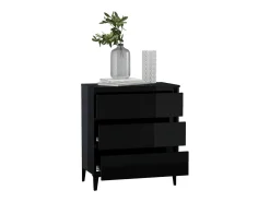 Aparador de madera contrachapada negro brillante 60x35x69 cm