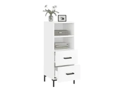 Aparador de madera contrachapada blanco brillante 34,5x34x90 cm