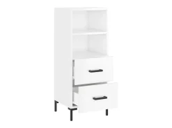 Aparador de madera contrachapada blanco brillante 34,5x34x90 cm
