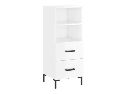 Aparador de madera contrachapada blanco brillante 34,5x34x90 cm