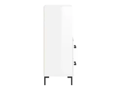 Aparador de madera contrachapada blanco brillante 34,5x34x90 cm