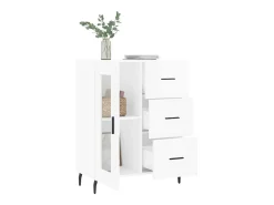 Aparador de madera contrachapada blanco brillante 69,5x34x90 cm ES60712