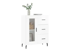 Aparador de madera contrachapada blanco brillante 69,5x34x90 cm ES60712