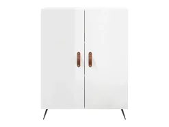 Aparador de madera contrachapada blanco brillante 69,5x34x90 cm ES35482