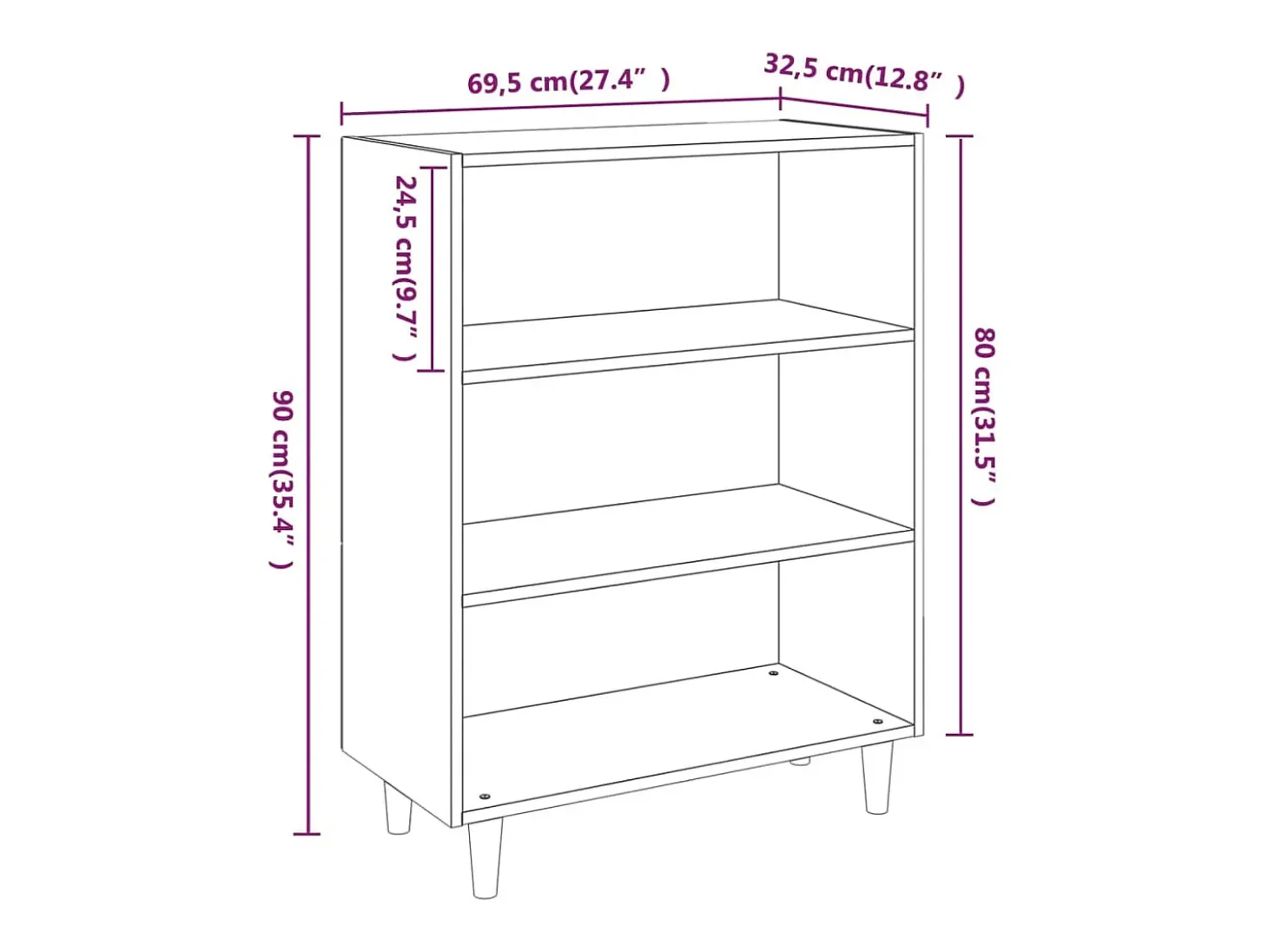Aparador de madera contrachapada gris Sonoma 69,5x32,5x90 cm