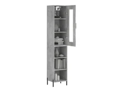 Aparador de madera contrachapada gris hormigón 34,5x34x180 cm ES67496