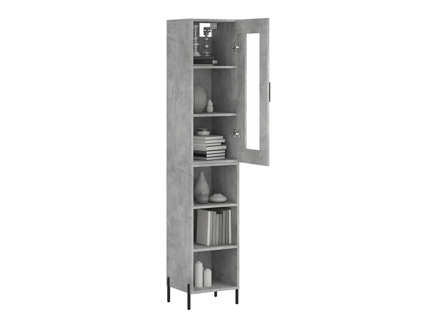 Aparador de madera contrachapada gris hormigón 34,5x34x180 cm ES67496