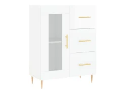 Aparador de madera contrachapada blanco brillante 69,5x34x90 cm