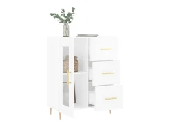 Aparador de madera contrachapada blanco brillante 69,5x34x90 cm