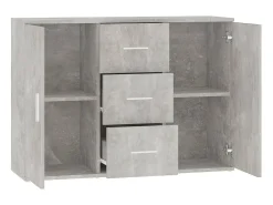 Aparador de madera contrachapada gris hormigón 91x29,5x65 cm
