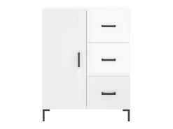 Aparador de madera contrachapada blanco brillante 69,5x34x90 cm ES12244