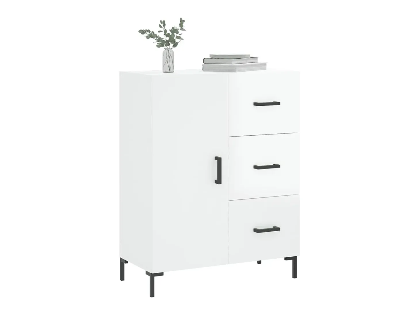 Aparador de madera contrachapada blanco brillante 69,5x34x90 cm ES12244
