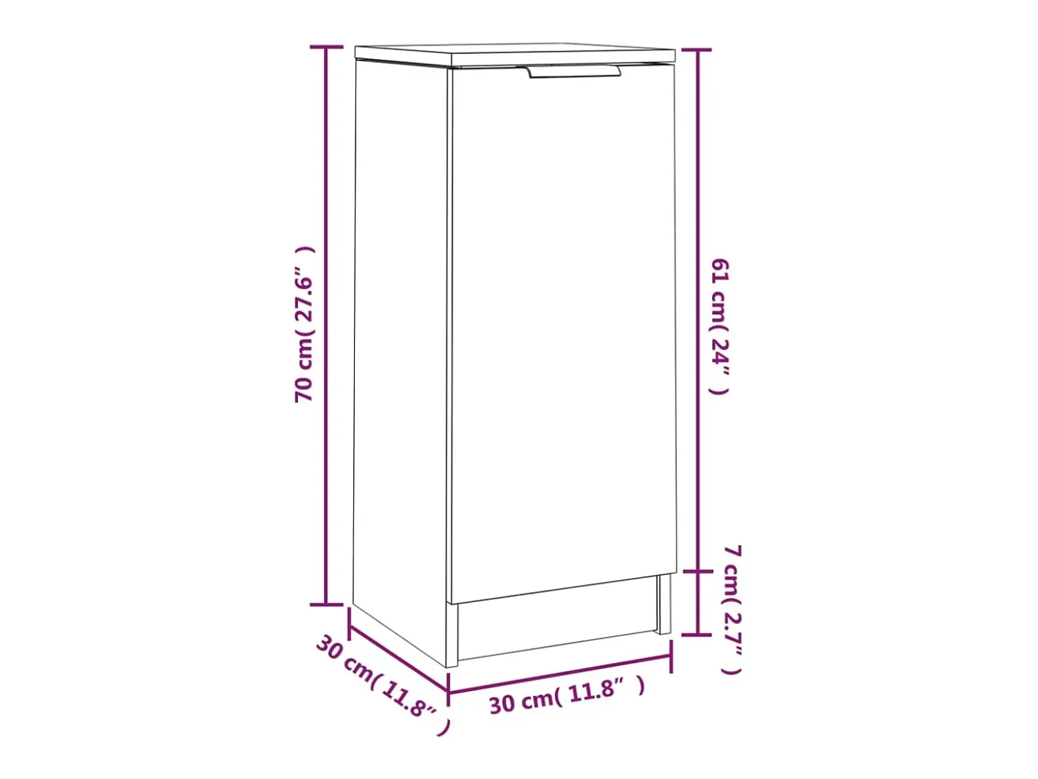 Aparador de madera contrachapada roble Sonoma 30x30x70 cm