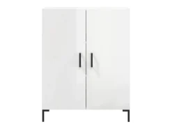 Aparador de madera contrachapada blanco brillante 69,5x34x90 cm