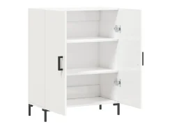 Aparador de madera contrachapada blanco brillante 69,5x34x90 cm
