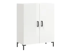 Aparador de madera contrachapada blanco brillante 69,5x34x90 cm