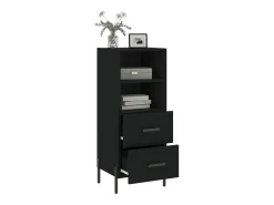 Aparador de madera contrachapada negro 34,5x34x90 cm