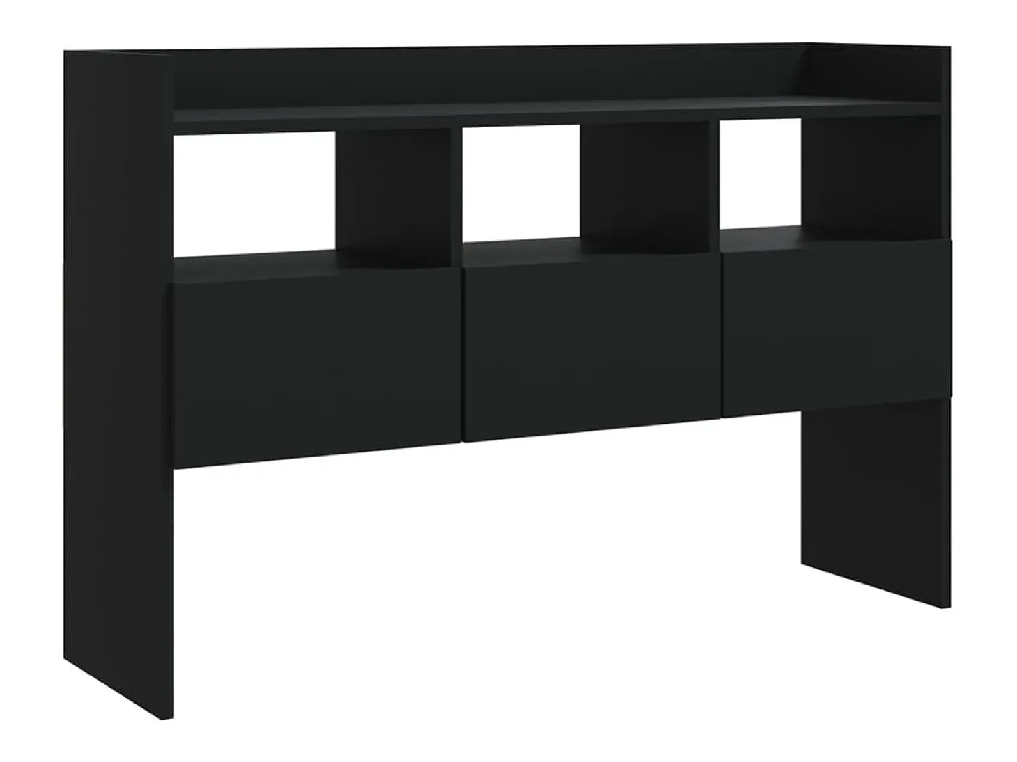Aparador de madera contrachapada negro 105x30x70 cm