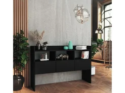 Aparador de madera contrachapada negro 105x30x70 cm