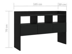Aparador de madera contrachapada negro 105x30x70 cm