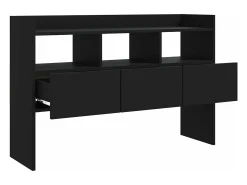 Aparador de madera contrachapada negro 105x30x70 cm