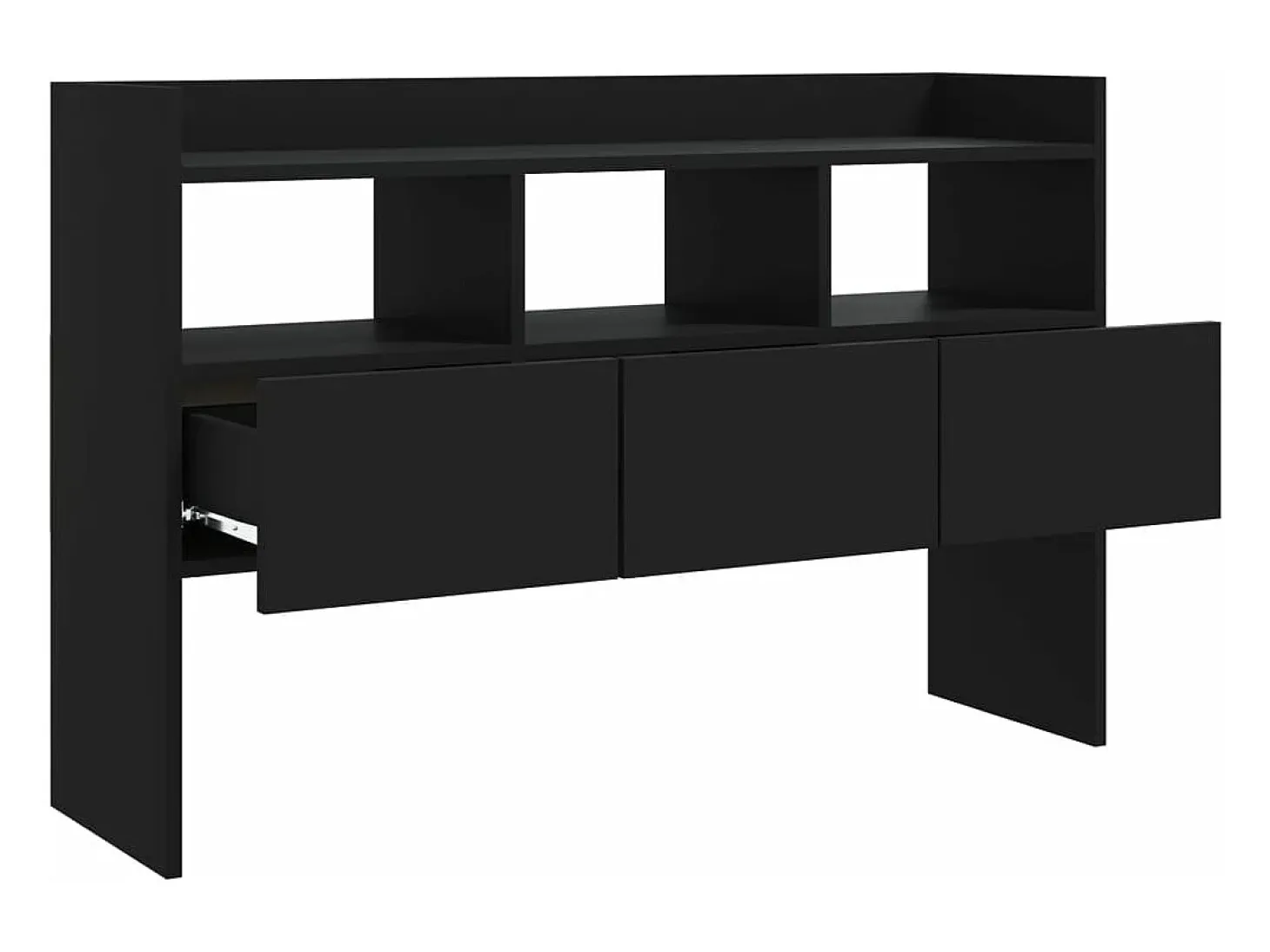 Aparador de madera contrachapada negro 105x30x70 cm