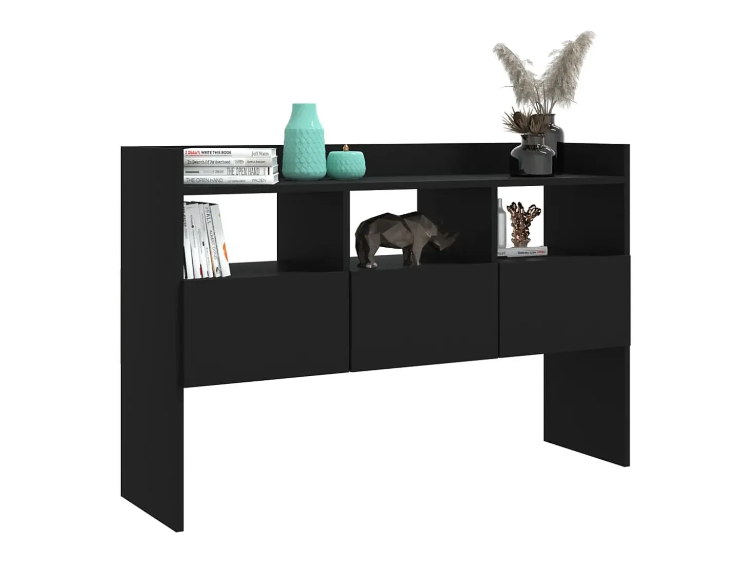 Aparador de madera contrachapada negro 105x30x70 cm