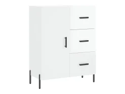 Aparador de madera contrachapada blanco brillante 69,5x34x90 cm