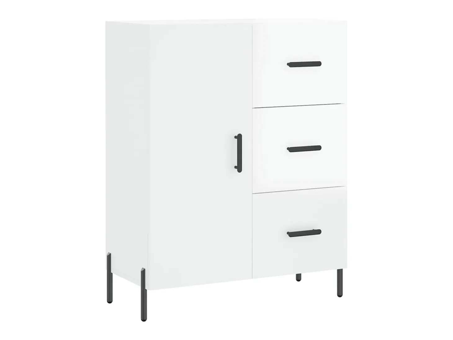 Aparador de madera contrachapada blanco brillante 69,5x34x90 cm