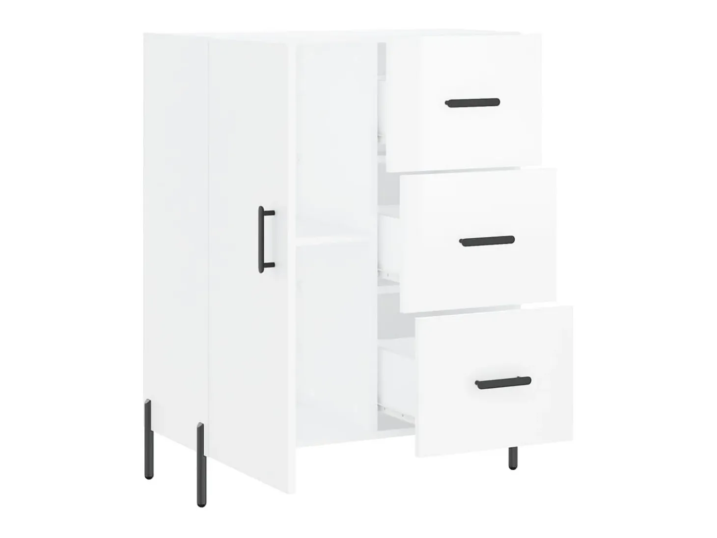 Aparador de madera contrachapada blanco brillante 69,5x34x90 cm