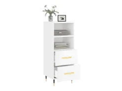 Aparador de madera contrachapada blanco brillante 34,5x34x90 cm ES99478
