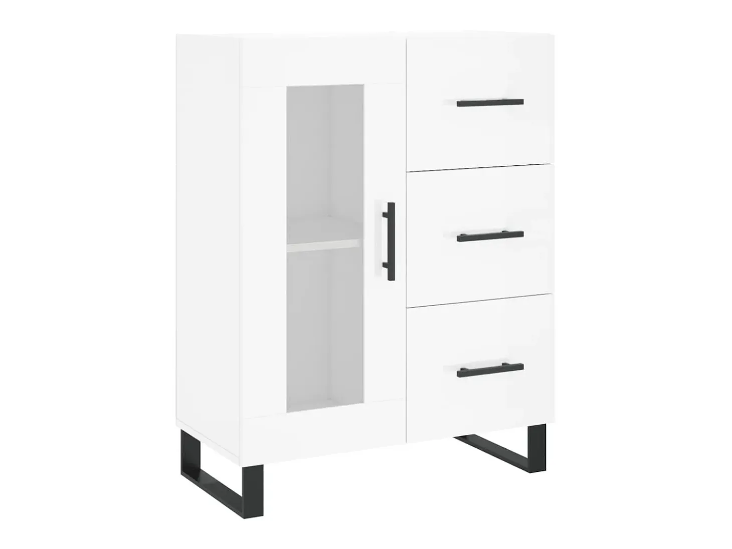 Aparador de madera contrachapada blanco brillante 69,5x34x90 cm ES16899
