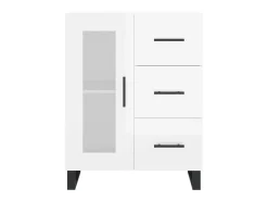 Aparador de madera contrachapada blanco brillante 69,5x34x90 cm ES16899