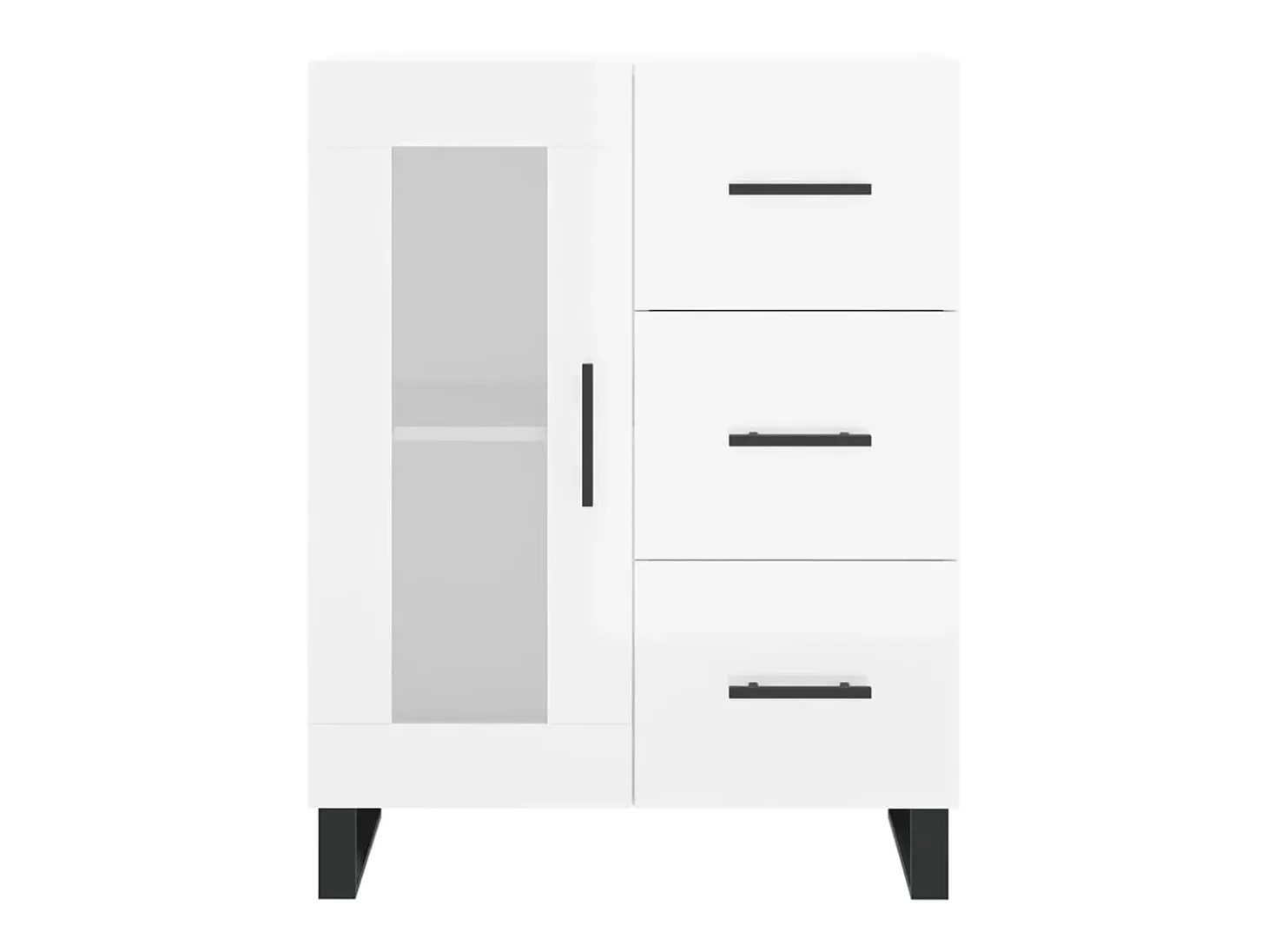 Aparador de madera contrachapada blanco brillante 69,5x34x90 cm ES16899