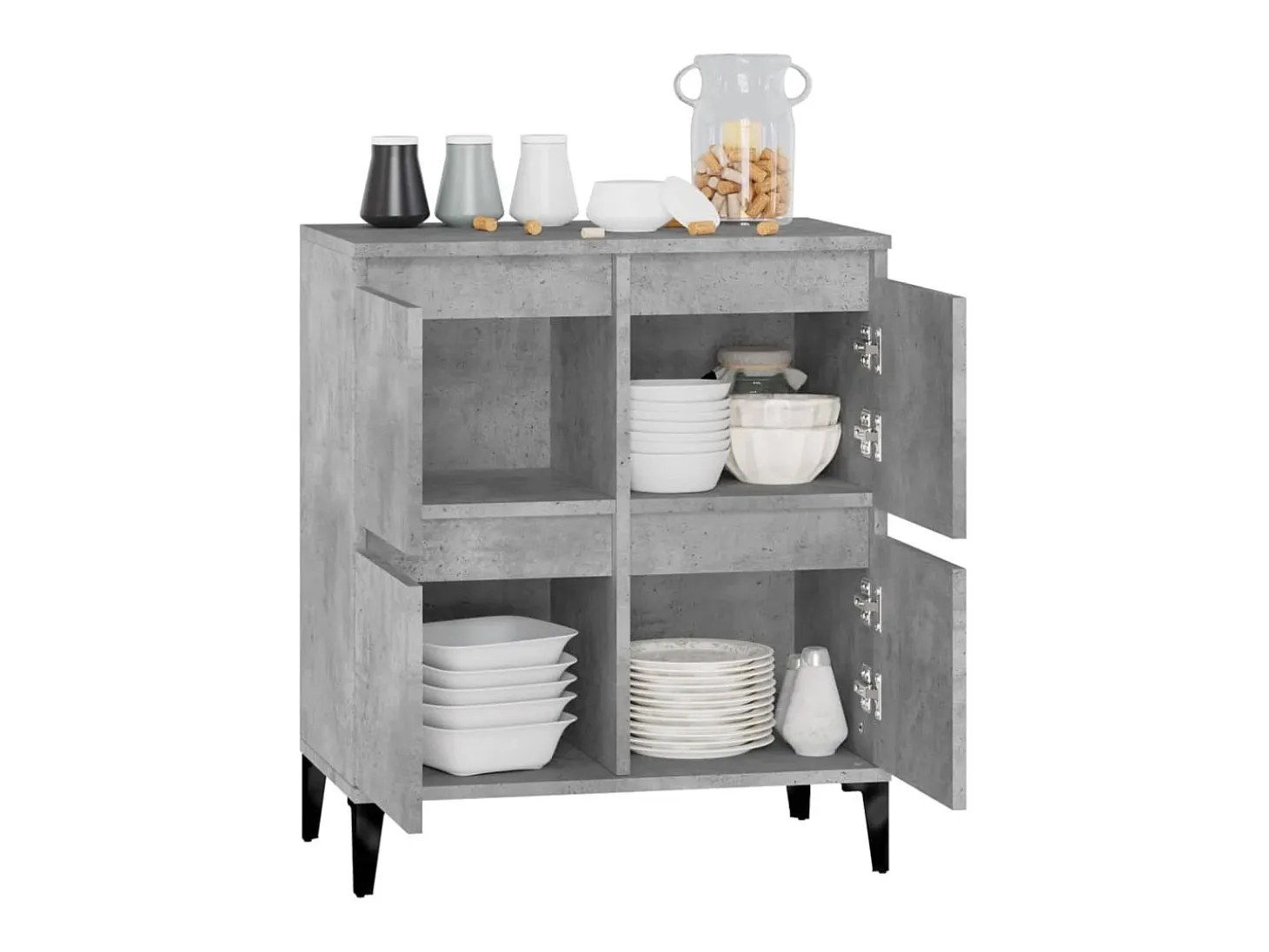 Aparador de madera contrachapada gris hormigón 60x35x70 cm ES33067