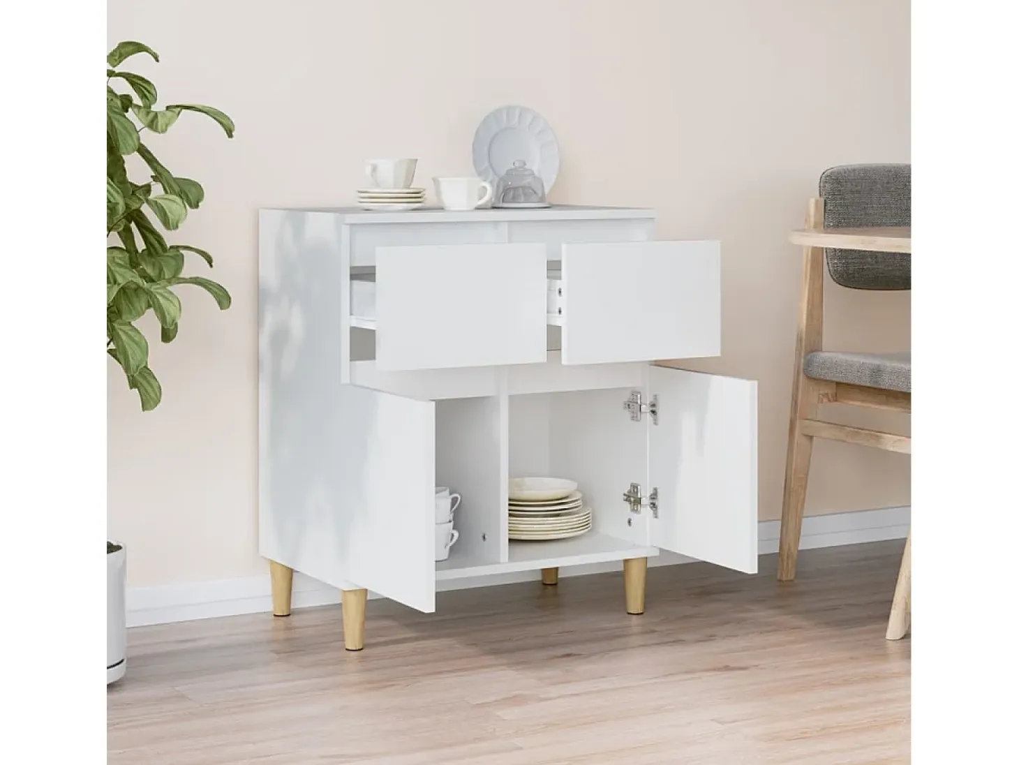 Aparador de madera contrachapada blanco 60x35x70 cm ES61263
