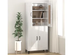 Aparador de madera contrachapada blanco brillante 69,5x34x90 cm ES80711