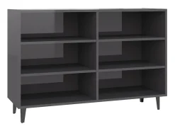 Aparador de madera contrachapada gris brillante 103,5x35x70 cm ES79323