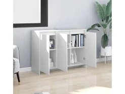 Aparador de madera contrachapada blanco 102x33x75 cm