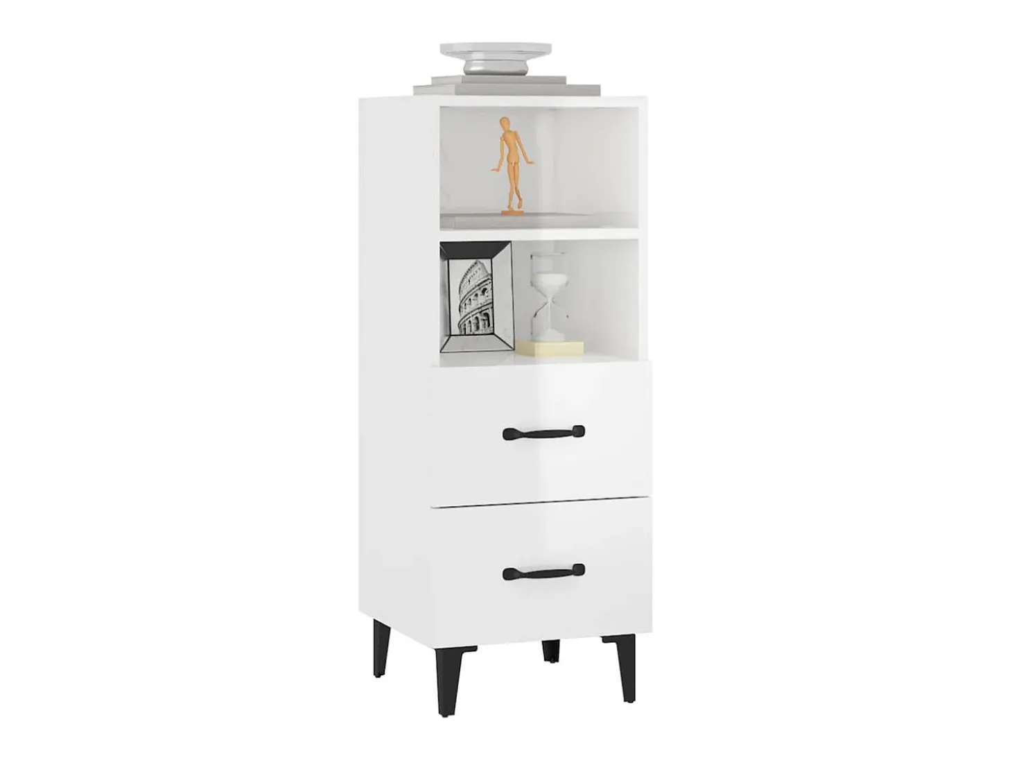 Aparador de madera contrachapada blanco brillante 34,5x34x90 cm ES94115