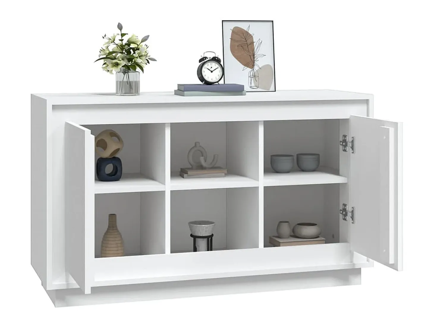 Aparador de madera contrachapada blanco 102x35x60 cm ES73324