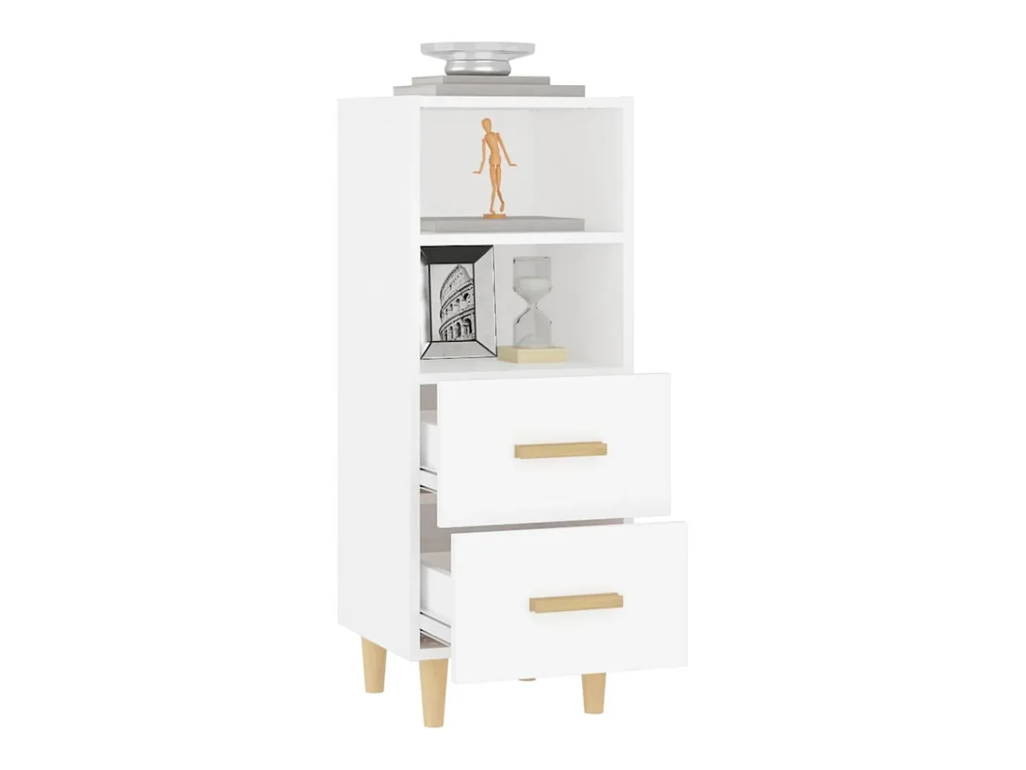 Aparador de madera contrachapada blanco 34,5x34x90 cm