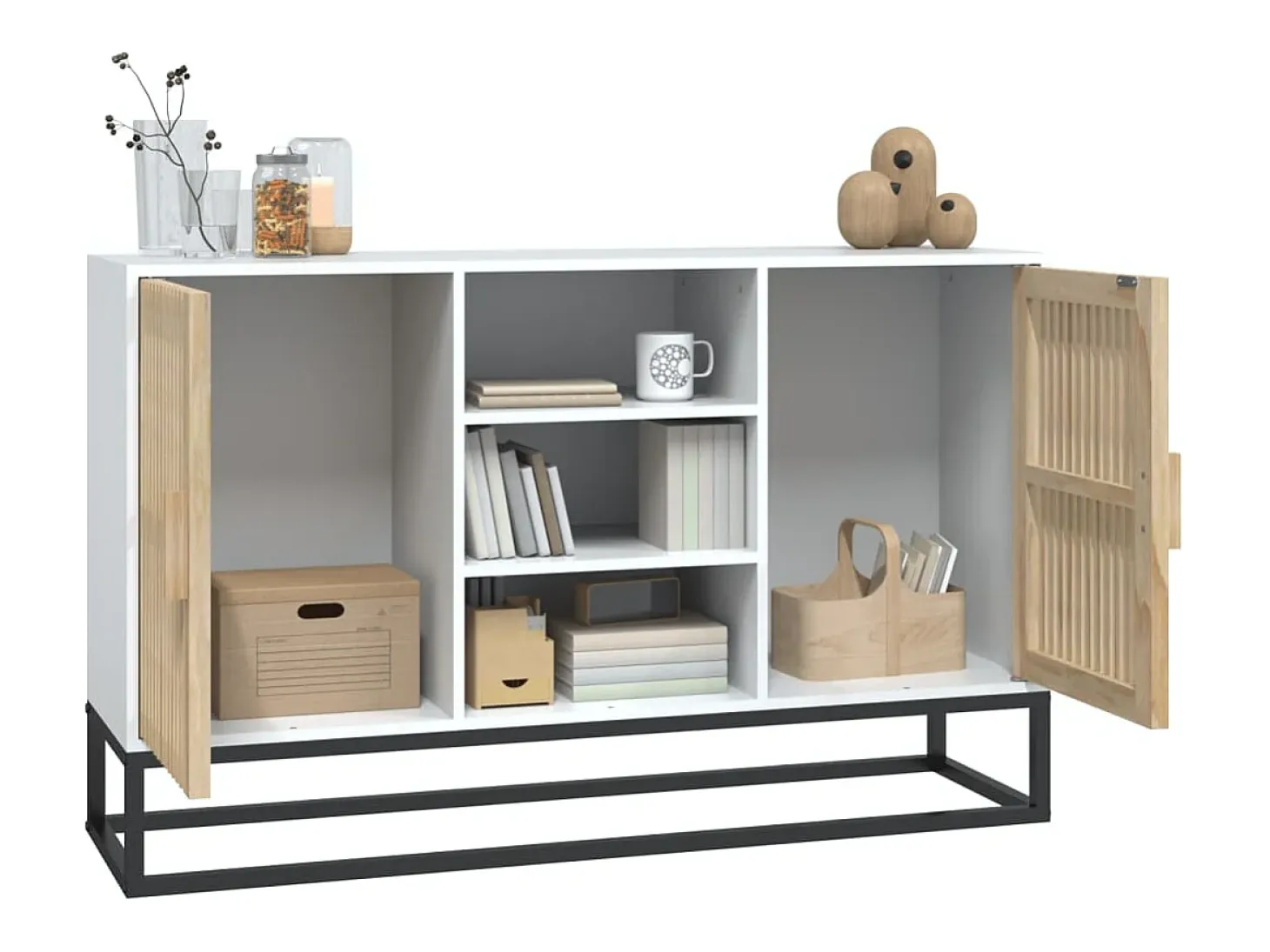 Aparador de madera contrachapada blanco 105x30x65 cm ES521823