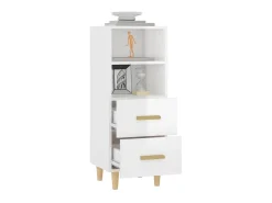 Aparador de madera contrachapada blanco brillante 34,5x34x90 cm ES50954