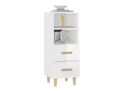 Aparador de madera contrachapada blanco brillante 34,5x34x90 cm ES50954