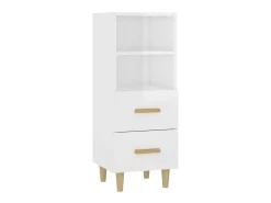 Aparador de madera contrachapada blanco brillante 34,5x34x90 cm ES50954